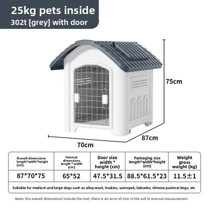 the IN THE DOGHOUSE - Large Waterproof Outdoor Doghouse - Detachable & Washable Dog Cage for Medium/Large Breeds, All-Weather Shelter