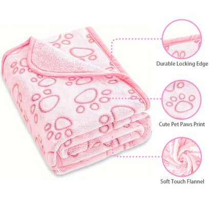 Pink Soft Fluffy Pet Blanket with Paw Print  Warm Comfortable Dog Cat Blanket Mat for Bed or Sofa High Quality Pet Accessories