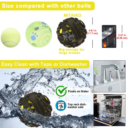 Dog Toy Ball for Aggressive Chewers, Interactive Fetch Dog Ball with Fun Squeaky Wobble Giggle Sound, Durable for Medium Dogs