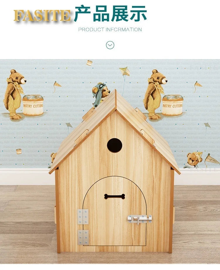 the RED BARN DOGHOUSE - Top Cover Doghouse, Outside Easy Installed Winter Gate Door Window External Entrance Nest, Home Pets Products