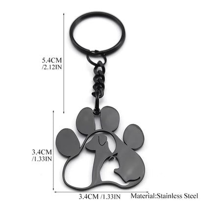 Cute Dog Cat Paw Keychain for Women Men Stainless Steel Animal Footprints Keyring Bag Charm Accessories Jewelry llaveros K8006S1