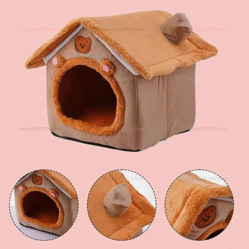 Enclosed Kennel with Dirt Resistance Durable Comfortable Cat House Villa Detachable Washable for All Seasons Indoor Outdoor Use