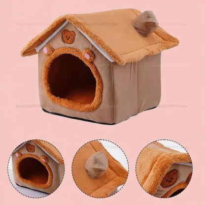 Enclosed Kennel with Dirt Resistance Durable Comfortable Cat House Villa Detachable Washable for All Seasons Indoor Outdoor Use