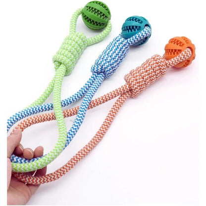 Dog Rope Ball Bite Resistance Training Ball with Rope Interesting Puzzle Teething Toy for Molar Teeth Cleaning Boredom Relieving