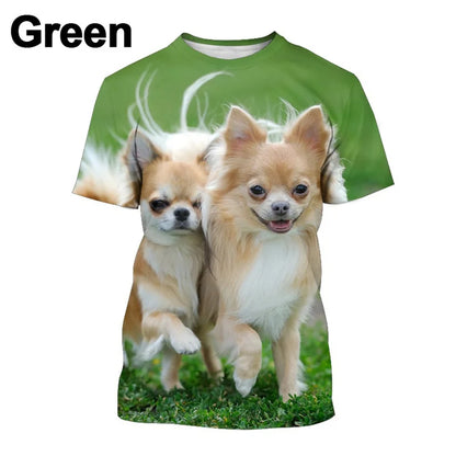 the CHIHUAHUA CLUB - Chihuahua Dog T-Shirt, Men's Tops - 3D Canis Lupus Familiaris Printed Tee Shirts, Funny Kids Short Sleeve Cute Doggy/Puppy T-Shirt