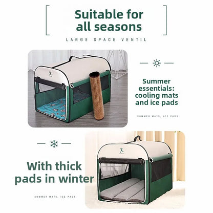 the CANVAS DOG TENT - Heated Doghouse for Large Breeds: Winter Warm Indoor/Outdoor Shelter, All-Season Weatherproof Pet Tent