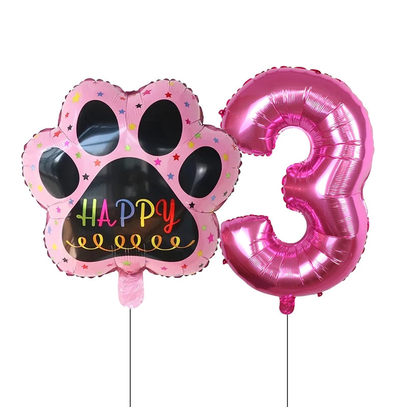 2 pieces/set Let us Pawty Big Dog PAWS Aluminum Balloons 30 inch figure 1 2 3 4 year old birthday party decoration Balloon Baby