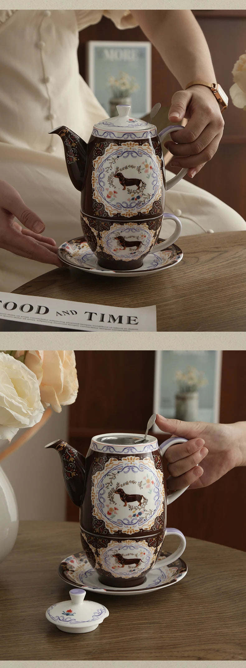 London Pottery 300ML Animal dog mug dish ceramics coffee cup tea Pair pottery tea cup set porcelain Cups for girlfriend gift