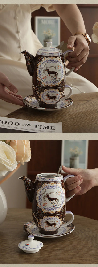 London Pottery 300ML Animal dog mug dish ceramics coffee cup tea Pair pottery tea cup set porcelain Cups for girlfriend gift