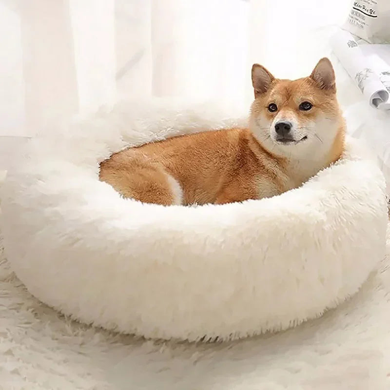 Round  Dogs Bed Cat Bed House Kennel Pet Mats Soft Long Plush Mat Pet Warm Basket Cushion Cats House Sofa Machine Wash Kennel