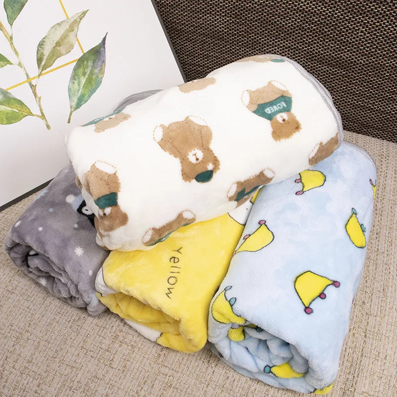 Soft Fluffy Flannel Dog Blanket Cute Cartoon Print Pet Bed Sheet Mat Warm Breathable Cat And Dog Sleeping Blankets Pet Supplies