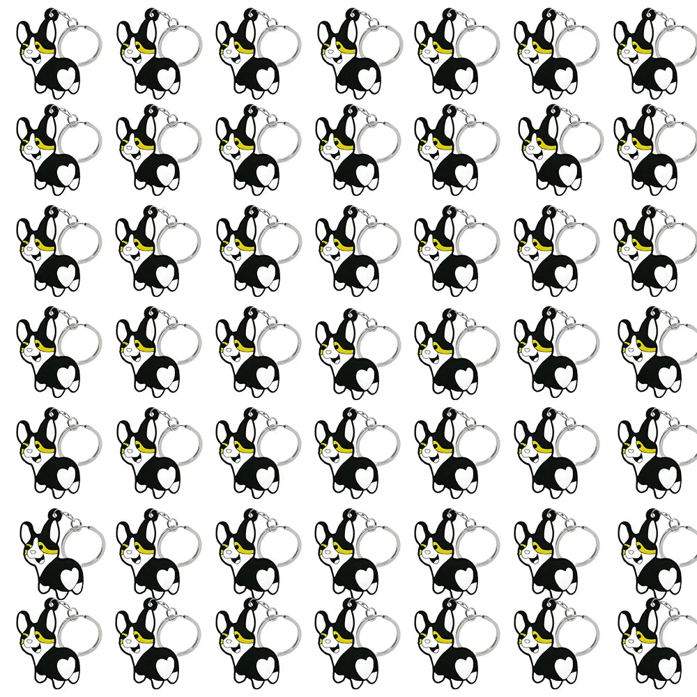 50PCS Cute Animal Keychain knife Ducks Dogs Cats Keyring for Women Men Kids Handbag Cool Car Key Accessories Friends Key Gifts