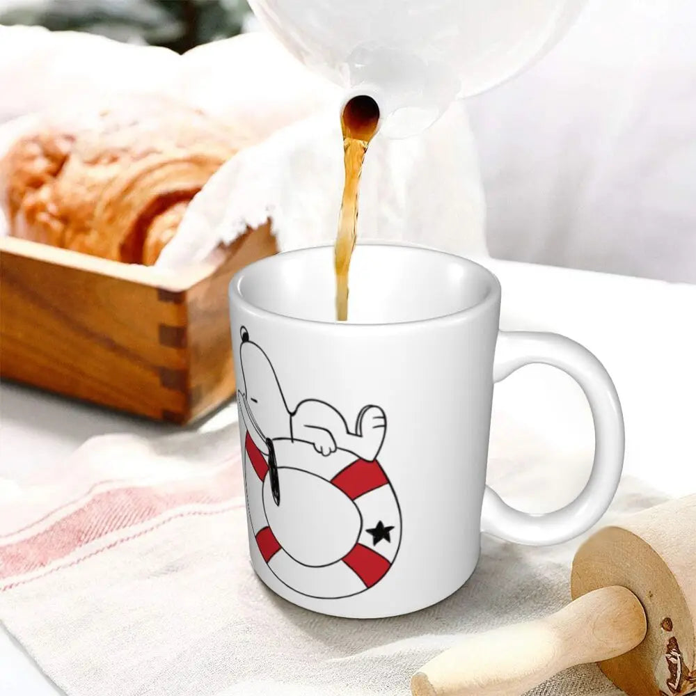Manga Snoopy Woodstock Cartoon Dog Coffee Mug DIY Customized Ceramic Tea Milk Mug