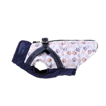 Winter Warm Pet Dog Coat For Small Medium Dogs Cat Jacket with Harness Puppy Foorprint Windproof Clothing French Bulldog Costume