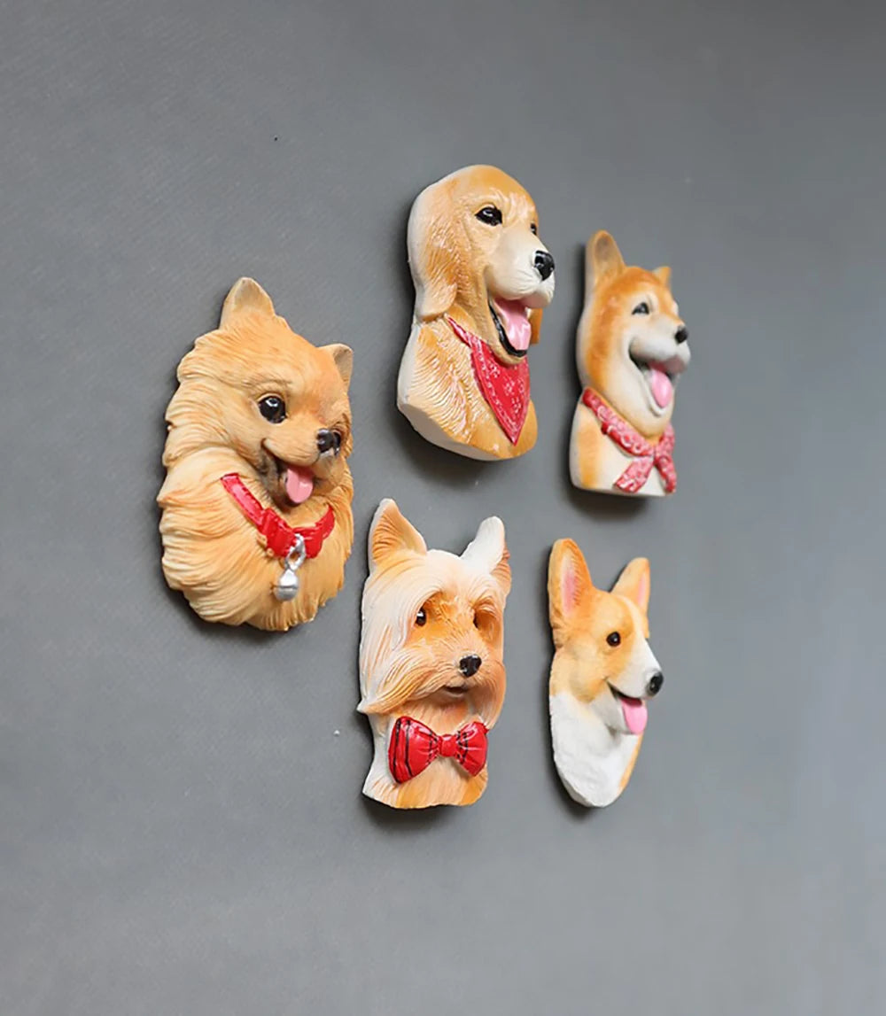 3D pet dog resin magnetic refrigerator sticker simulation corgi,Yorkshire,Golden Retriever,Magnetic sticker home decoration