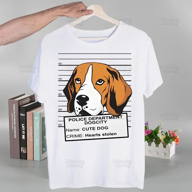 the PERSONAL STALKER - Beagle Cartoon Men's T-Shirts, Funny Hip Hop Summer Women/Men Bagel Dog Cute T-Shirts