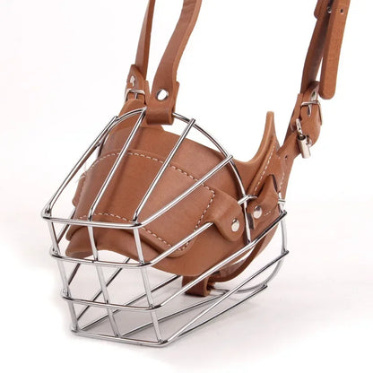 Adjustable Leather Metal  Breathable Dog Muzzle Anti Biting Pet Mouth Mask Dog Accessories