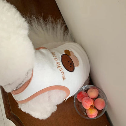 Comfortable White Dog Shirt Embroidery Teddy Pet Cat Sunscreen Shirt Puppy T-Shirt Cat Vest Small Dog Summer Clothes