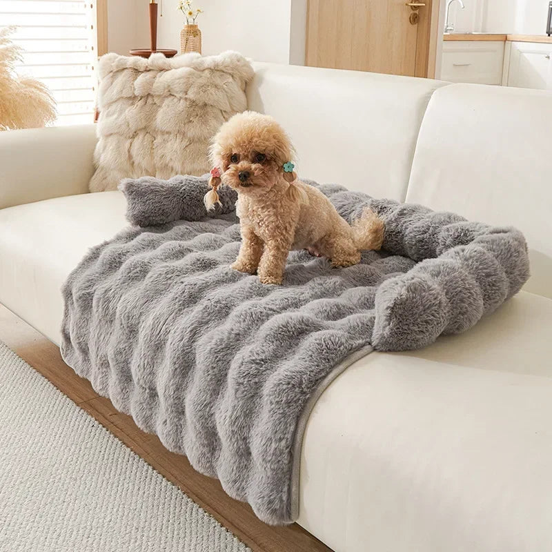 the PAWSOFA COZY COVER - Winter Warm Dog Sofa/Couch Cover, Bed Soft Pet Blanket Pad/Mat for Small Dogs, Pet Accessories, Cat/Dog Durable Blanket Travel & Indoor