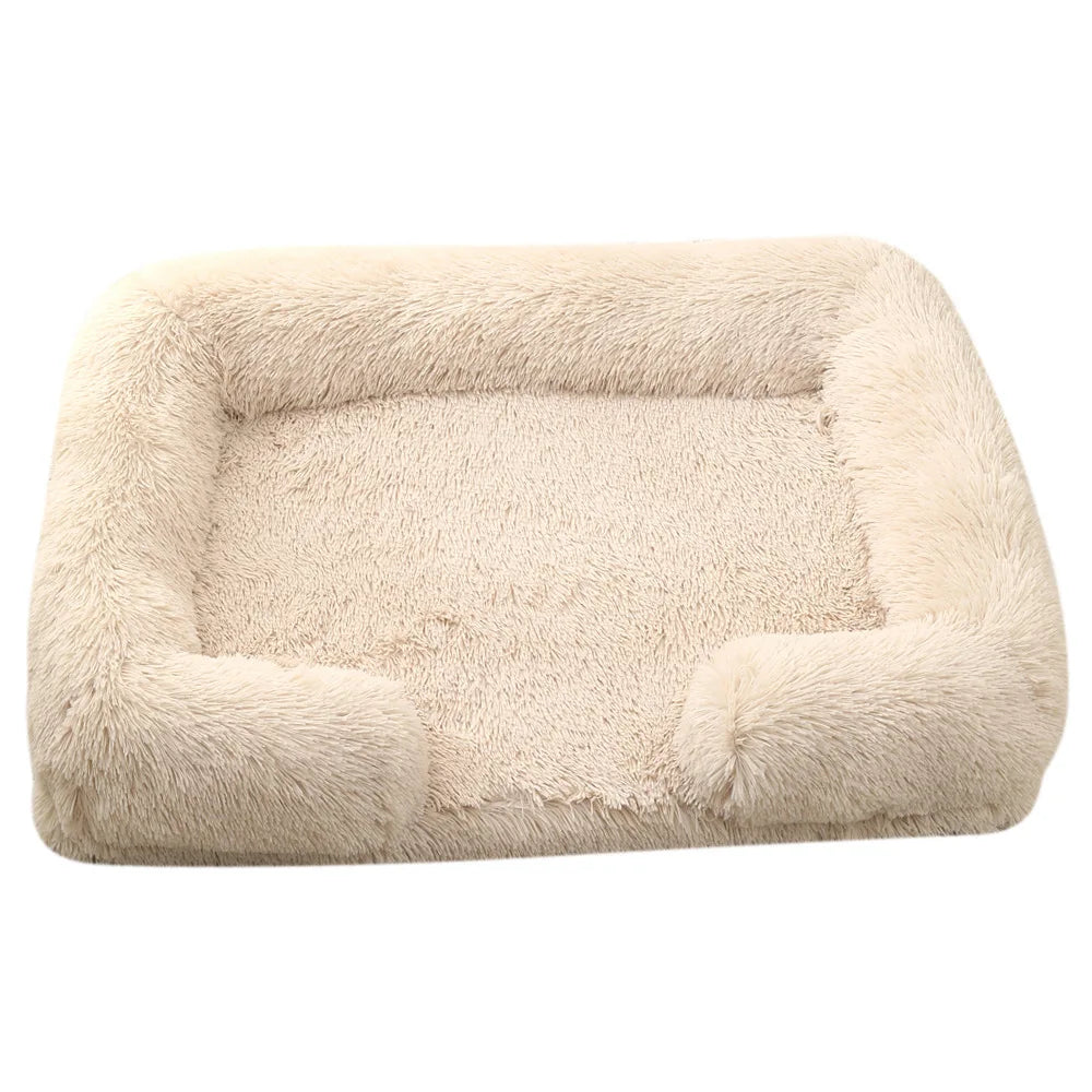 Half Surround Dog Bed Soft Square Pet Cat Sofa Full Filling Medium Pet Dog Kennel Plush Cat Cushion House