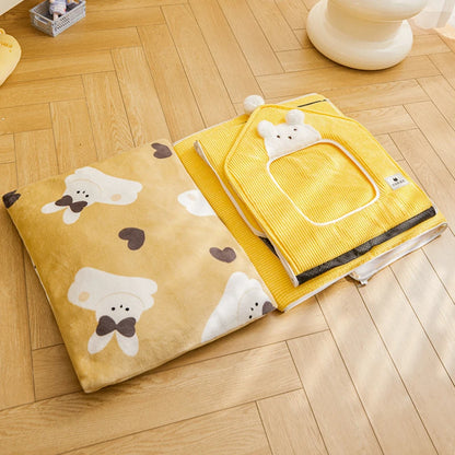 Detachable Pet House Winter Cartoon Bear Warm Cat House Suitable Small Medium Sized Dogs Cats Dog Nests and Caves Pet Supplies