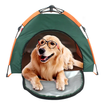 the HAPPY CAMPER - Pet Tent Portable Automatic Folding Teepee, Dog Bed House with Cushion, Easy Assemble Fit Golden Retriever - Husky Outdoor/Indoor