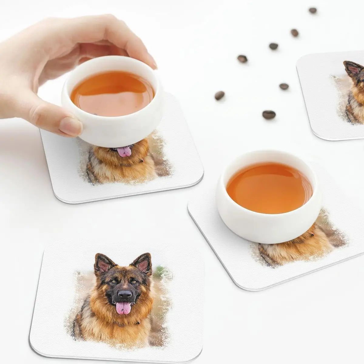 German Shepherd Dog Coasters Kitchen Placemats Non-slip Insulation Cup Coffee Mats For Decor Home Tableware Pads Set of 4