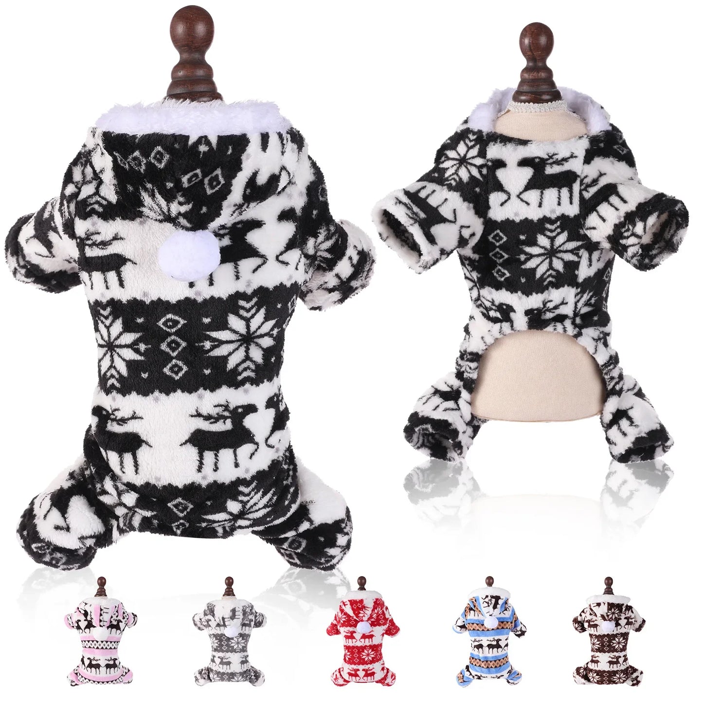 the FROSTY SNUGGLES HOLIDAY PET JUMPSUIT - Ropa Para Perros, Winter Christmas Dog Clothes, Jumpsuit Warm Plush Pet Pajamas for Medium/Small Dogs, Down Cats/Parka Puppy