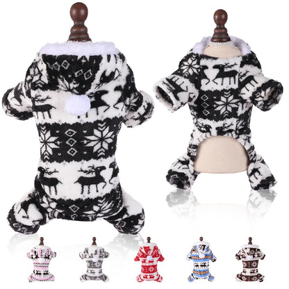 the FROSTY SNUGGLES HOLIDAY PET JUMPSUIT - Ropa Para Perros, Winter Christmas Dog Clothes, Jumpsuit Warm Plush Pet Pajamas for Medium/Small Dogs, Down Cats/Parka Puppy