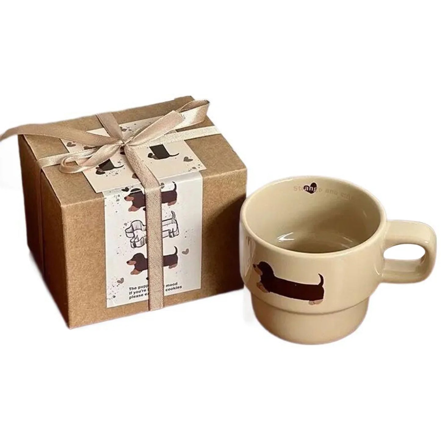 3D Ceramic Cup Cartoon Dachshund Dog Mug Funny Cute Sausage Dog Coffee Mug Fashionable Tea Coffee Cup Great Present Idea