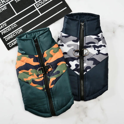 Warm Dog Clothes For Small Medium Dogs Outdoor Windproof Waterproof With Zipper Pet Camouflage Jacket French Bulldog Outfits