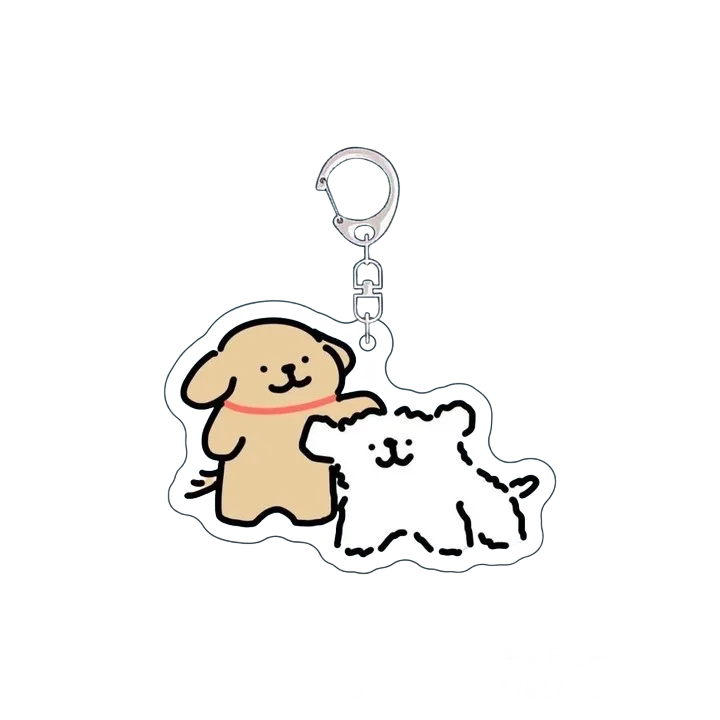 Cartoon Little White Dog Key Chain Cute Acrylic Maltese Dog Bag Pendant Micro Landscape Decoration Key Ring Jewelry Wholesale