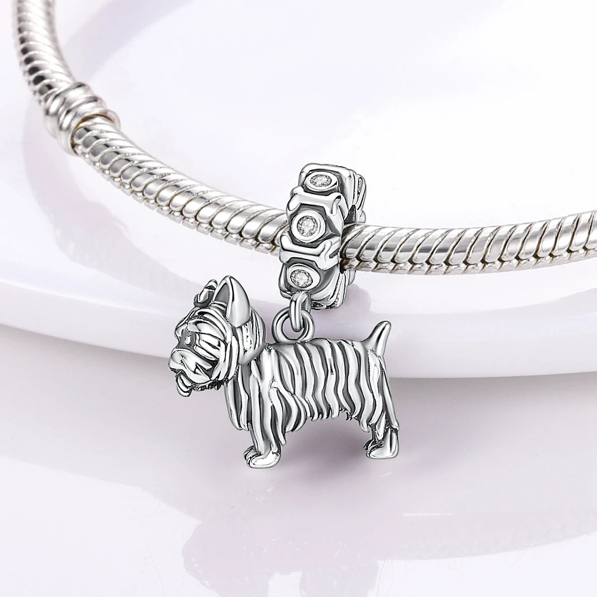 Dog Pet Charms 925 Silver Doggy Paw French Bulldog Bones Beads fit Original Bracelet DIY Fine Jewelry