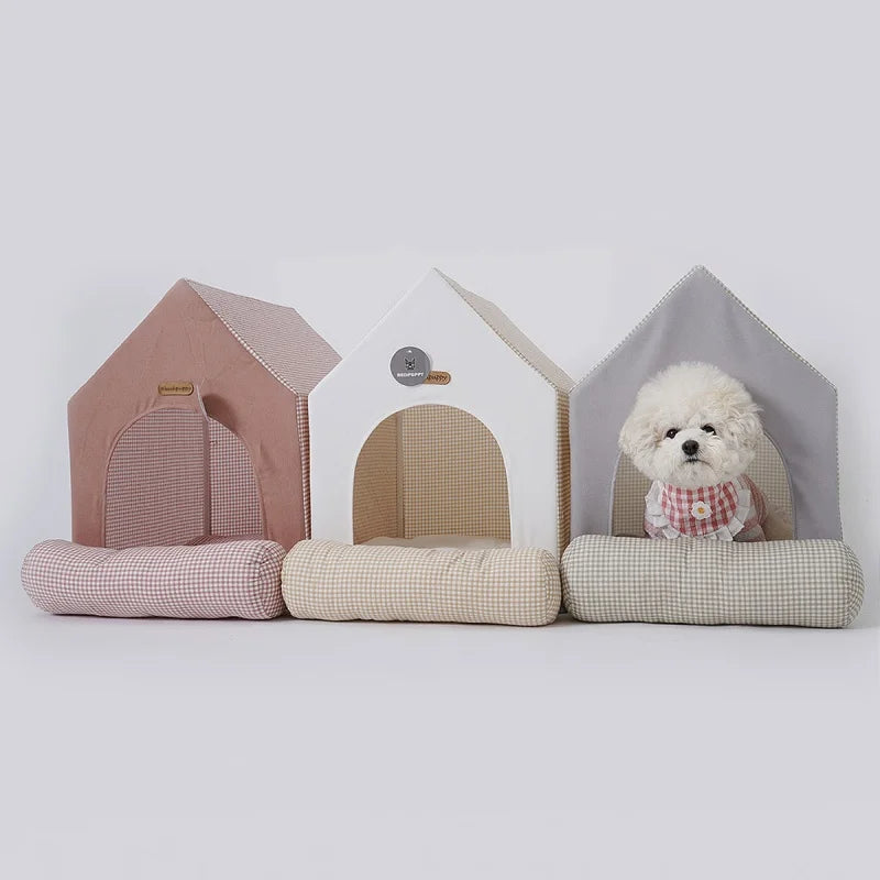 Foldable Pet House Kennel Bed For Small Medium Dogs Cats Winter Warm Cat Bed Nest Pet Products Pets Puppy Cave Sofa New Arrival