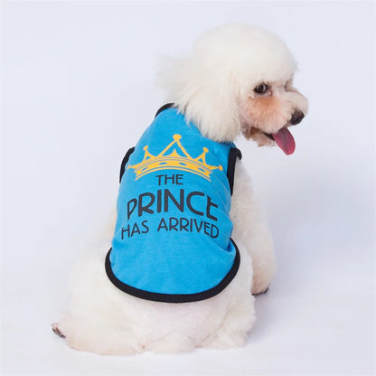 the TINYROYAL PET SHIRT - Princess Crown Dog Vest T-Shirt, Summer Cotton Pet Clothes for Small Dogs, Chihuahua/Poodle Shirts, Puppy Clothing, Prince