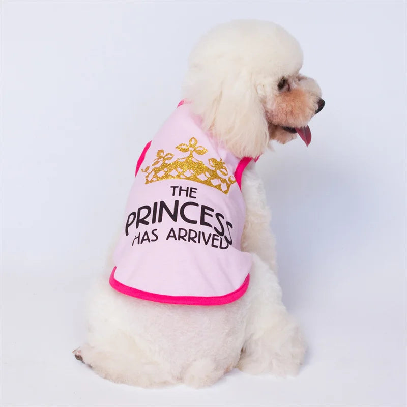 the TINYROYAL PET SHIRT - Princess Crown Dog Vest T-Shirt, Summer Cotton Pet Clothes for Small Dogs, Chihuahua/Poodle Shirts, Puppy Clothing, Prince