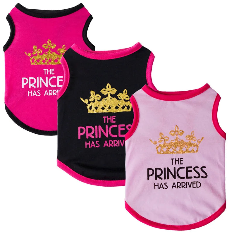 the TINYROYAL PET SHIRT - Princess Crown Dog Vest T-Shirt, Summer Cotton Pet Clothes for Small Dogs, Chihuahua/Poodle Shirts, Puppy Clothing, Prince