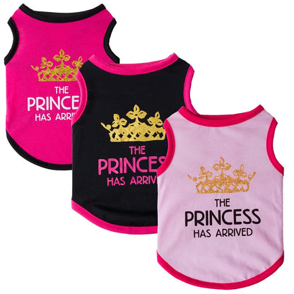 the TINYROYAL PET SHIRT - Princess Crown Dog Vest T-Shirt, Summer Cotton Pet Clothes for Small Dogs, Chihuahua/Poodle Shirts, Puppy Clothing, Prince
