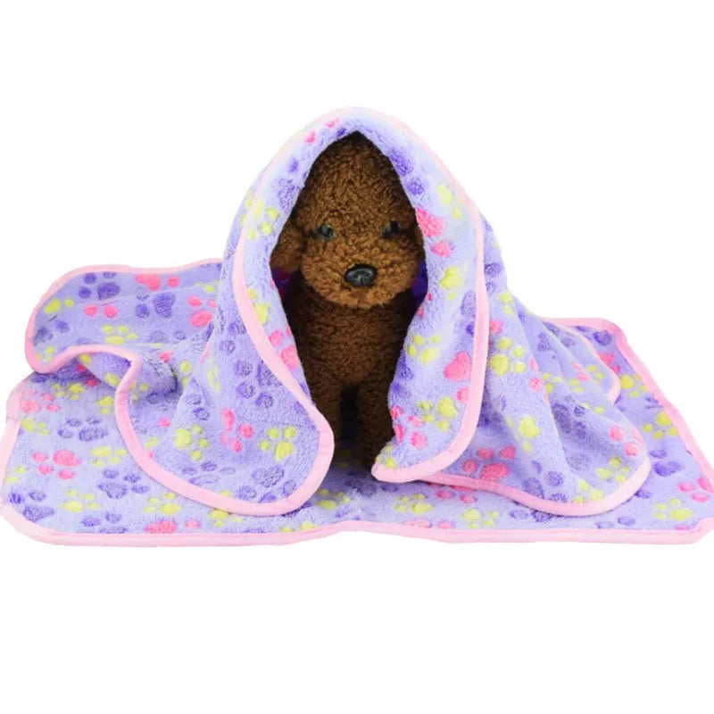Super Soft Flannel Fleece Cat Dog Bed Mats Paw Foot Print Warm Pet Blanket Sleeping Beds Cover Mat For Small Medium Dogs Cats