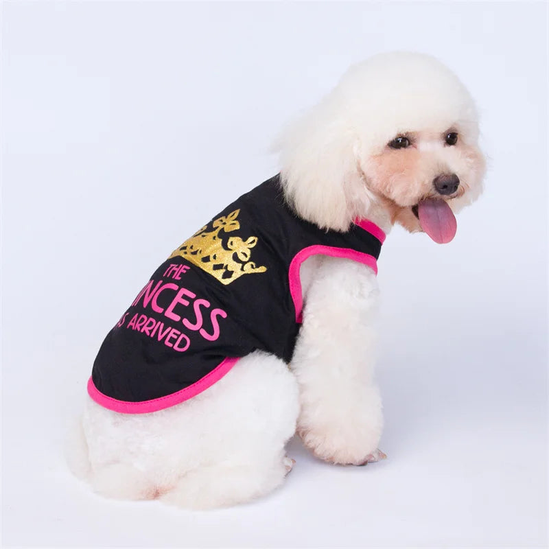 the TINYROYAL PET SHIRT - Princess Crown Dog Vest T-Shirt, Summer Cotton Pet Clothes for Small Dogs, Chihuahua/Poodle Shirts, Puppy Clothing, Prince